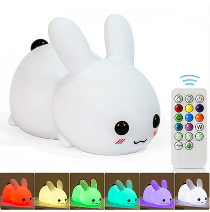 Colorful Rabbit Silicone Night Light - Jade Rabbit
