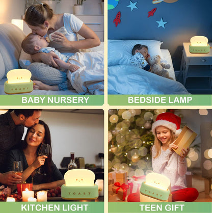 Toast Lamp - Rechargeable Kawaii Bread Night Light, 120-Hour Battery