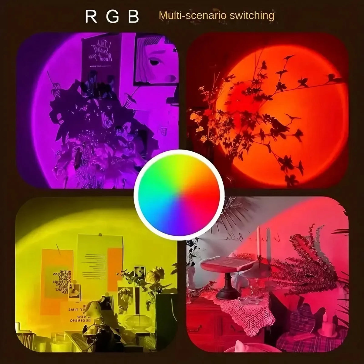 Sunset Projection Rotating Rainbow Floor Lamp