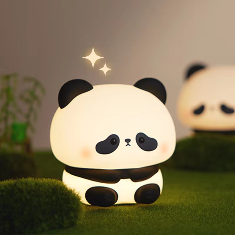 Panda Night Light - Squishy Silicone Kawaii Lamp, Rechargeable with Touch Control & Timer