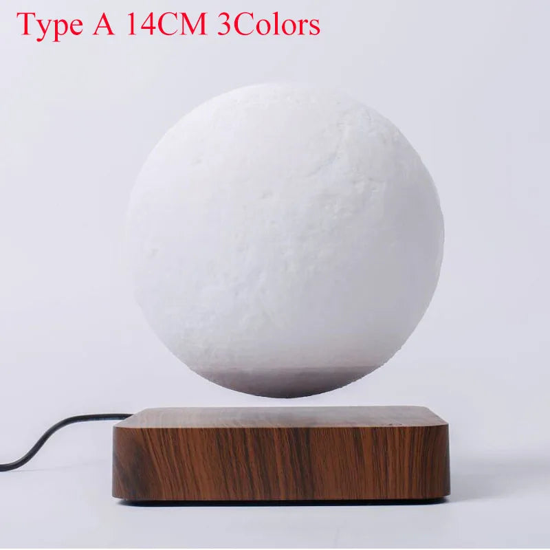 3D Magnetic Levitating Moon Lamp with Wooden Base