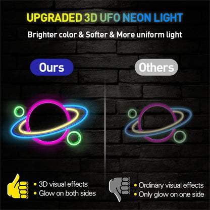 Saturn Neon Sign - Planet LED Wall Light, 16 X 11 In