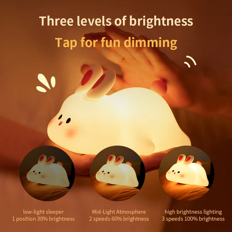 Cute Cartoon Rabbit Silicone LED Night Light