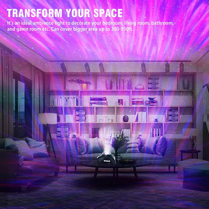 Aurora Drift Galaxy Projector with Bluetooth Speaker & White Noise
