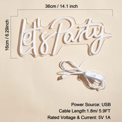 LED Neon 'Let'S Party' Sign - Game Room Wall Art