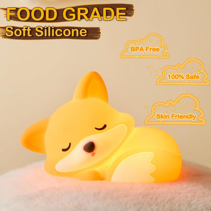 Squishy Buddy Night Light - Fox, Axolotl & Capybara, 86-Hour Battery