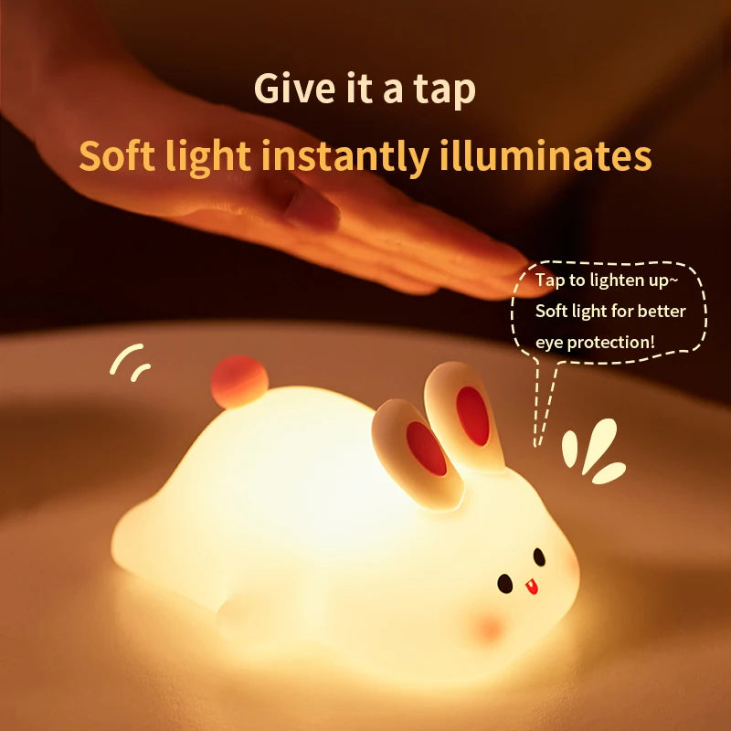Cute Cartoon Rabbit Silicone LED Night Light