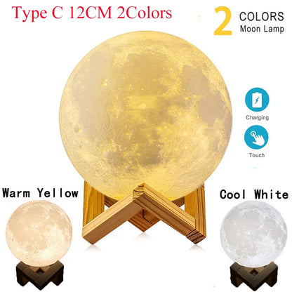 3D Magnetic Levitating Moon Lamp with Wooden Base