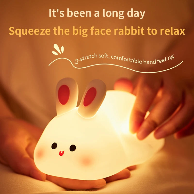 Cute Cartoon Rabbit Silicone LED Night Light