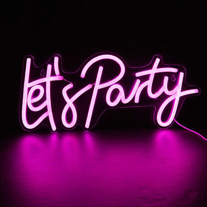 LED Neon 'Let'S Party' Sign - Game Room Wall Art