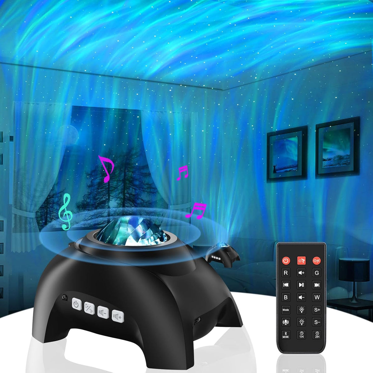 Aurora Drift Galaxy Projector with Bluetooth Speaker & White Noise