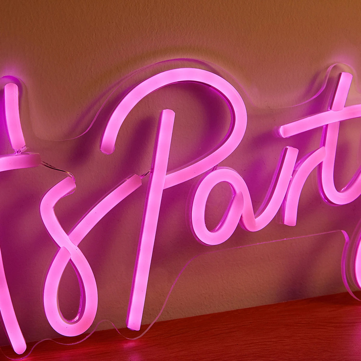 LED Neon 'Let'S Party' Sign - Game Room Wall Art