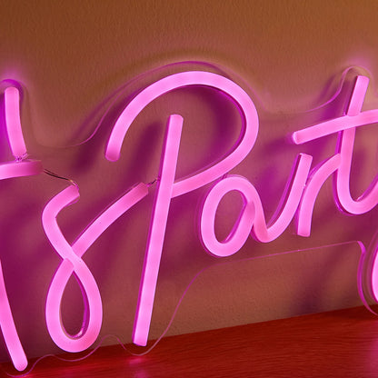LED Neon 'Let'S Party' Sign - Game Room Wall Art