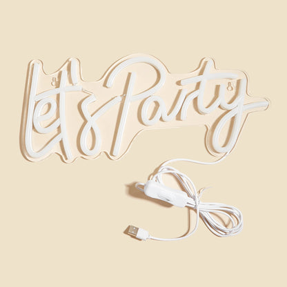 LED Neon 'Let'S Party' Sign - Game Room Wall Art