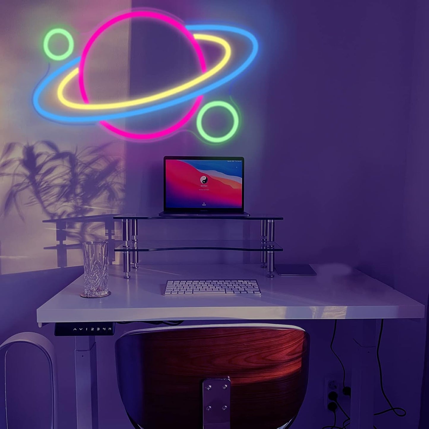 Saturn Neon Sign - Planet LED Wall Light, 16 X 11 In