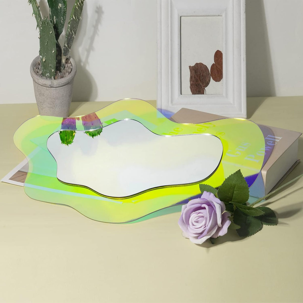 Cloud Mirror - Wavy Rainbow Acrylic Wall Mirror, 15.5 In