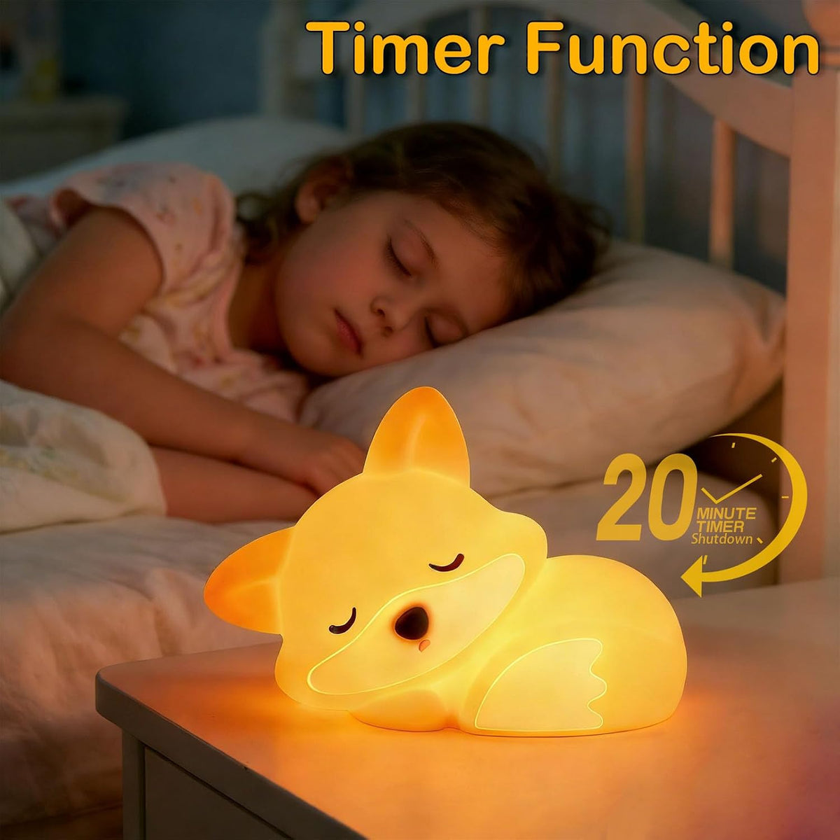 Squishy Buddy Night Light - Fox, Axolotl & Capybara, 86-Hour Battery