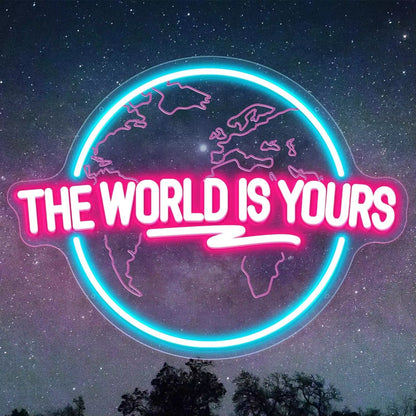 The World Is Yours Neon Sign - Carved Planet LED