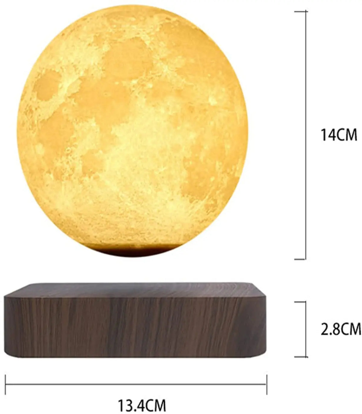 3D Magnetic Levitating Moon Lamp with Wooden Base