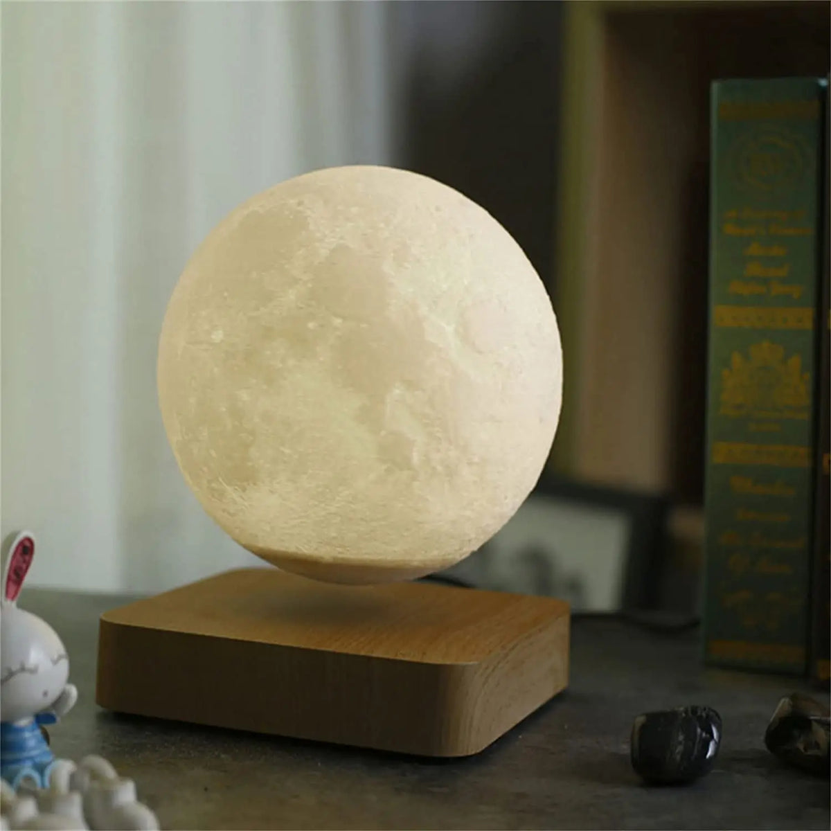 3D Magnetic Levitating Moon Lamp with Wooden Base
