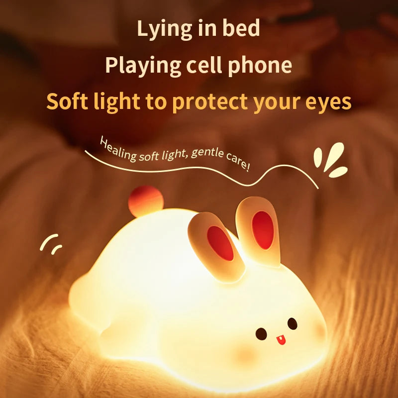 Cute Cartoon Rabbit Silicone LED Night Light