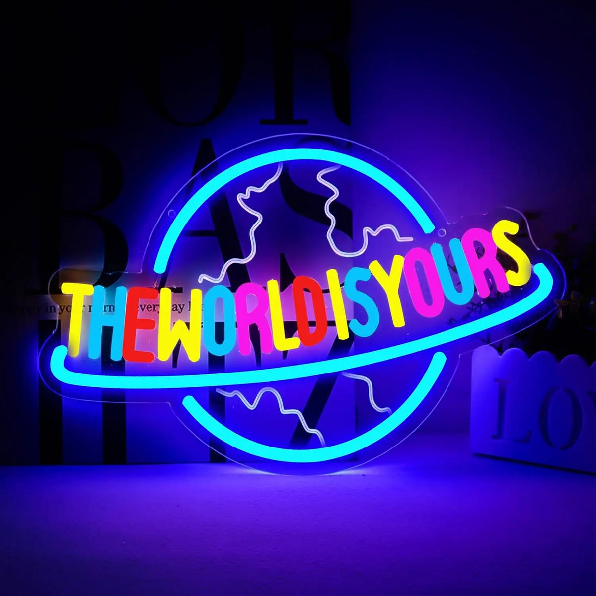 The World Is Yours Neon Sign - Carved Planet LED