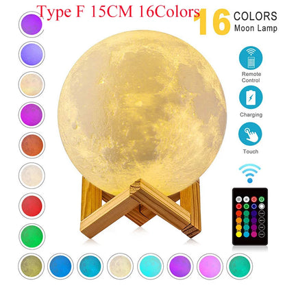 3D Magnetic Levitating Moon Lamp with Wooden Base