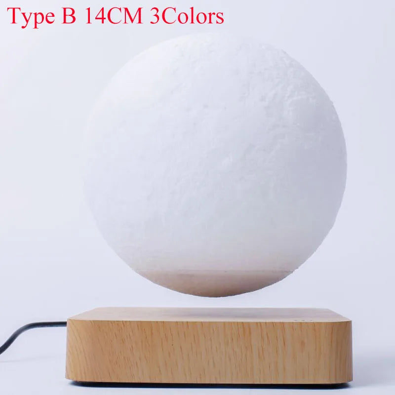 3D Magnetic Levitating Moon Lamp with Wooden Base