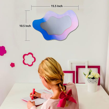 Cloud Mirror - Wavy Rainbow Acrylic Wall Mirror, 15.5 In