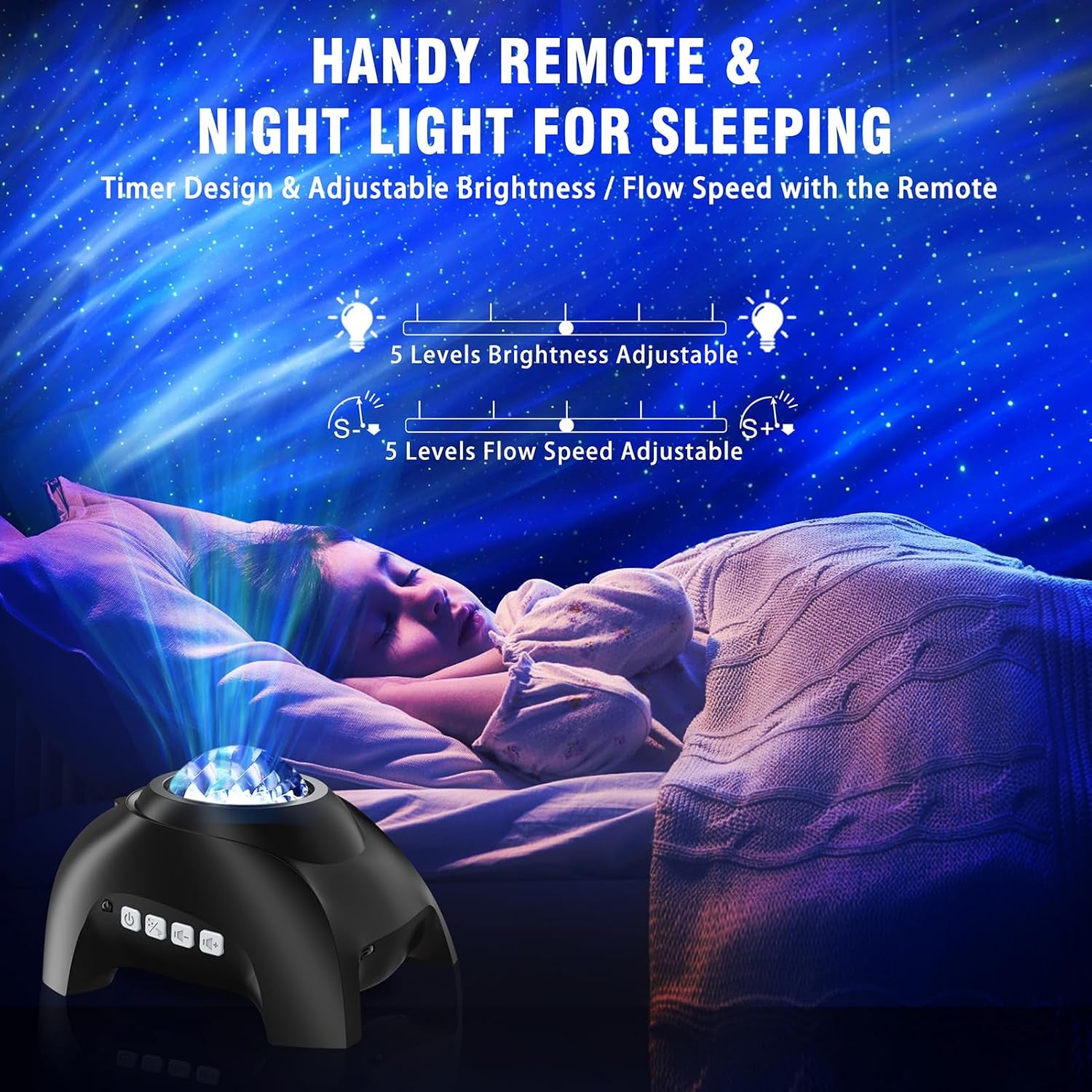 Aurora Drift Galaxy Projector with Bluetooth Speaker & White Noise