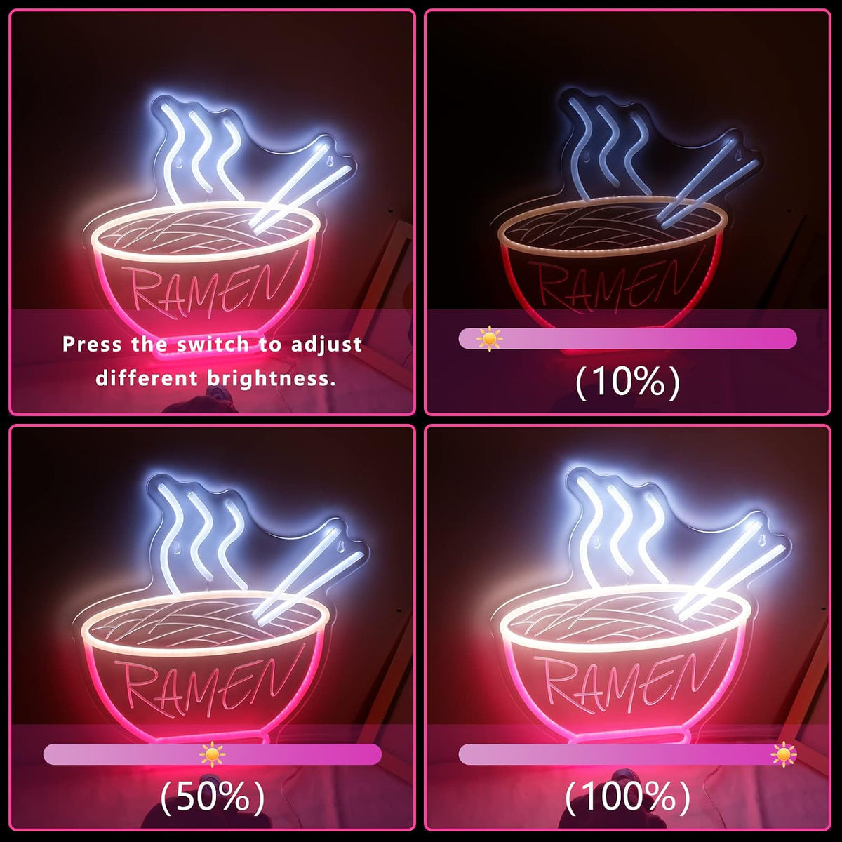 Ramen Bowl Neon Sign - 3D Dimmable LED Wall Light