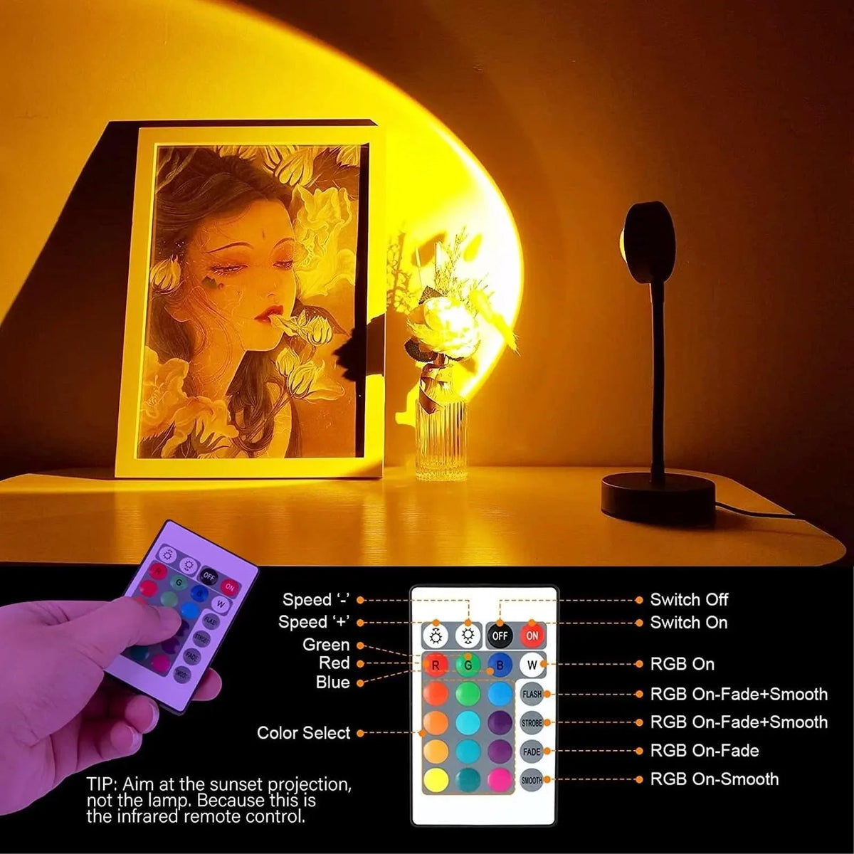 Sunset Projection Rotating Rainbow Floor Lamp