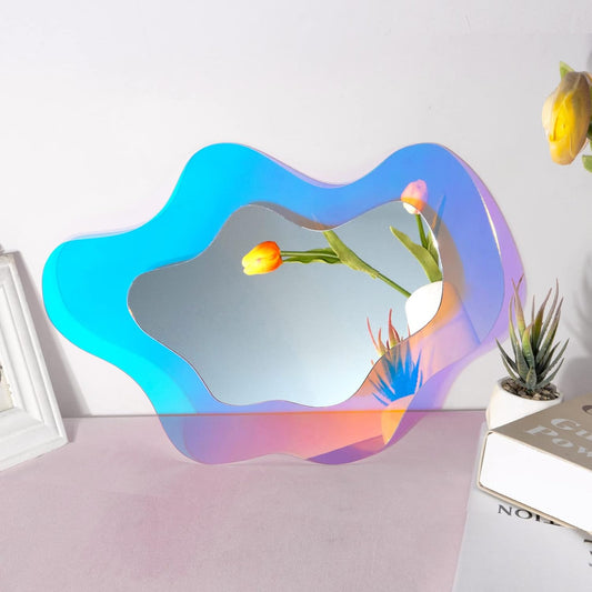 Cloud Mirror - Wavy Rainbow Acrylic Wall Mirror, 15.5 In