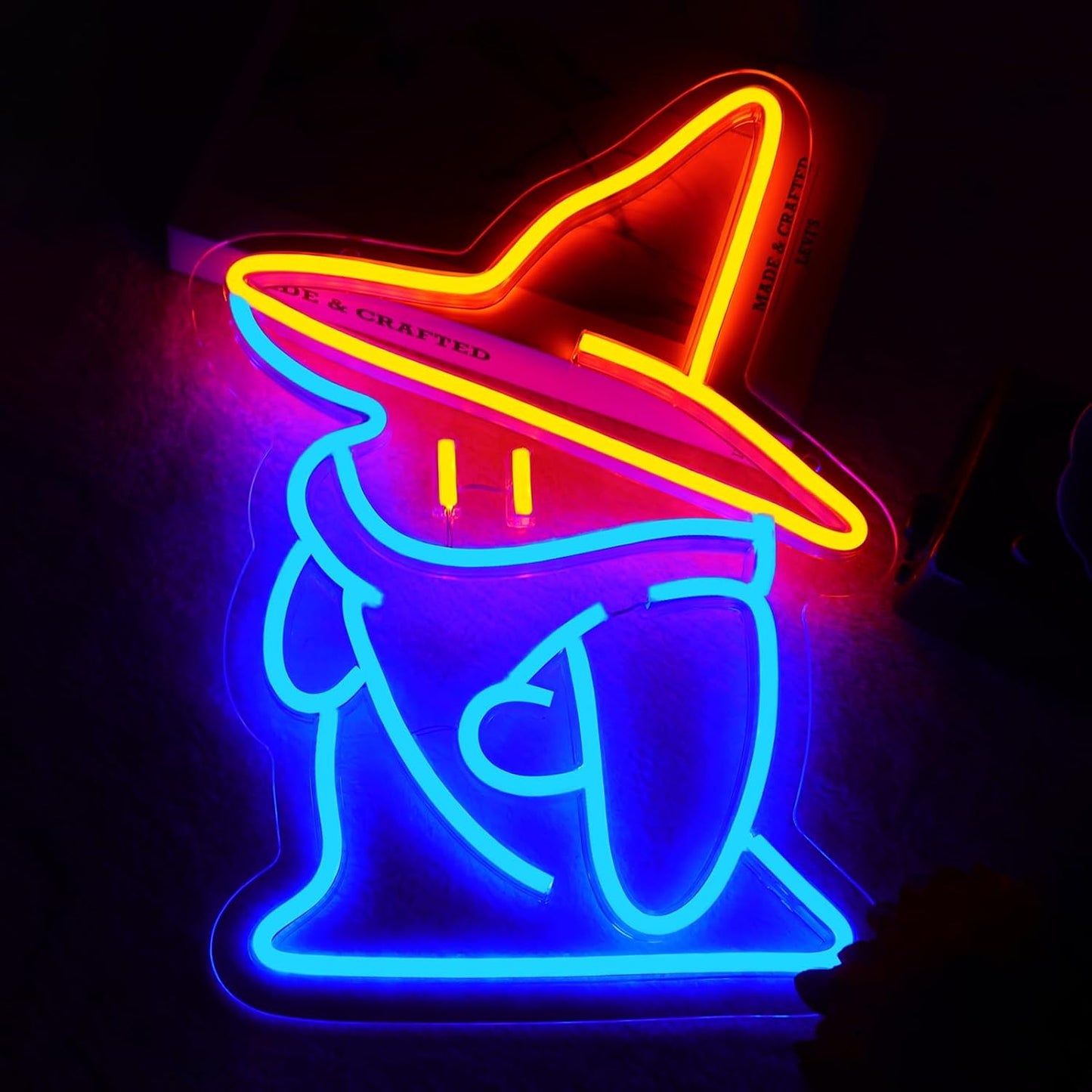Wizard Hat Neon Sign - Dimmable LED Wall Light for Gaming Rooms