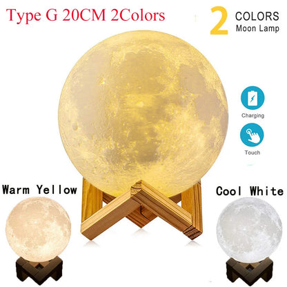 3D Magnetic Levitating Moon Lamp with Wooden Base