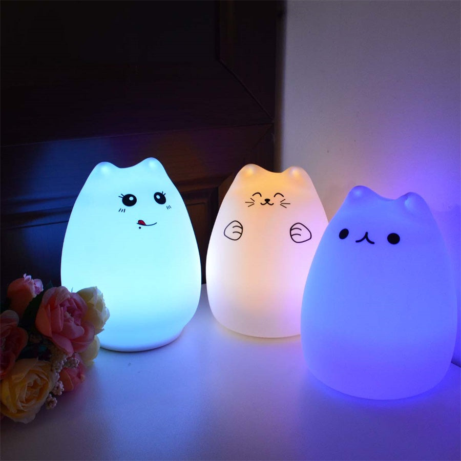 Silicone Touch Sensor LED Night Light - Cat