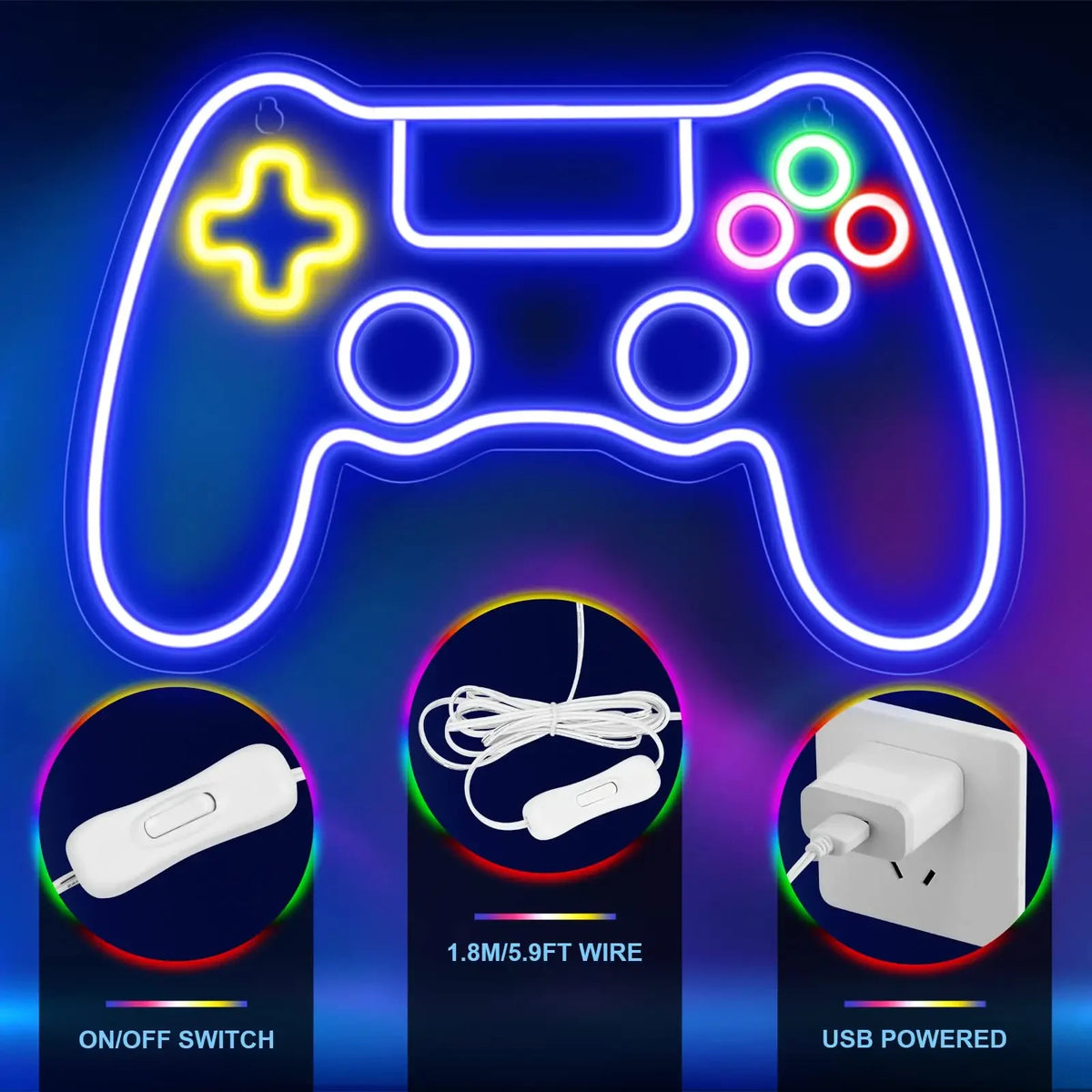 Gamer Neon Sign - Game Controller LED Neon Light