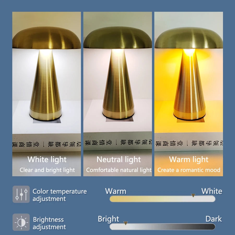 Retro Bar Mushroom Table Lamp LED Touch