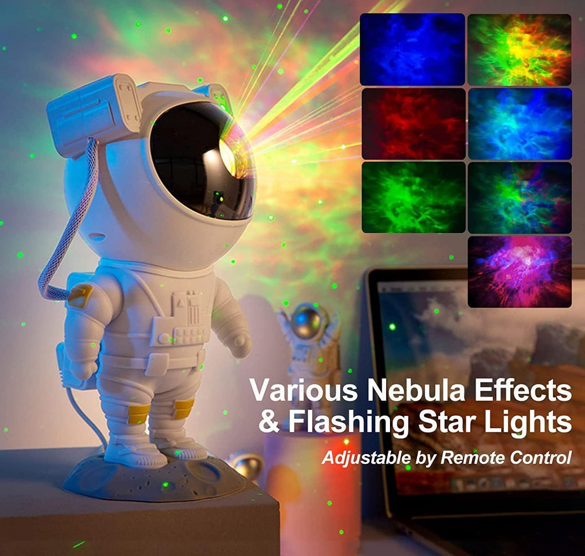 Little Astronaut Star Projector - 8 Nebula Modes, Remote & Timer