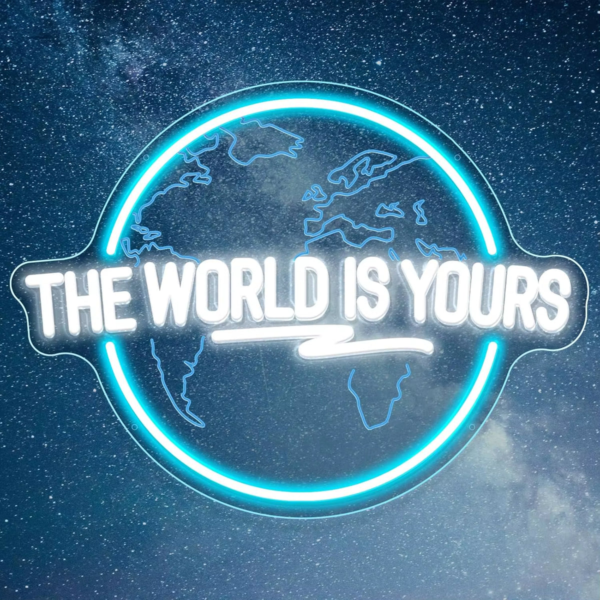 The World Is Yours Neon Sign - Carved Planet LED