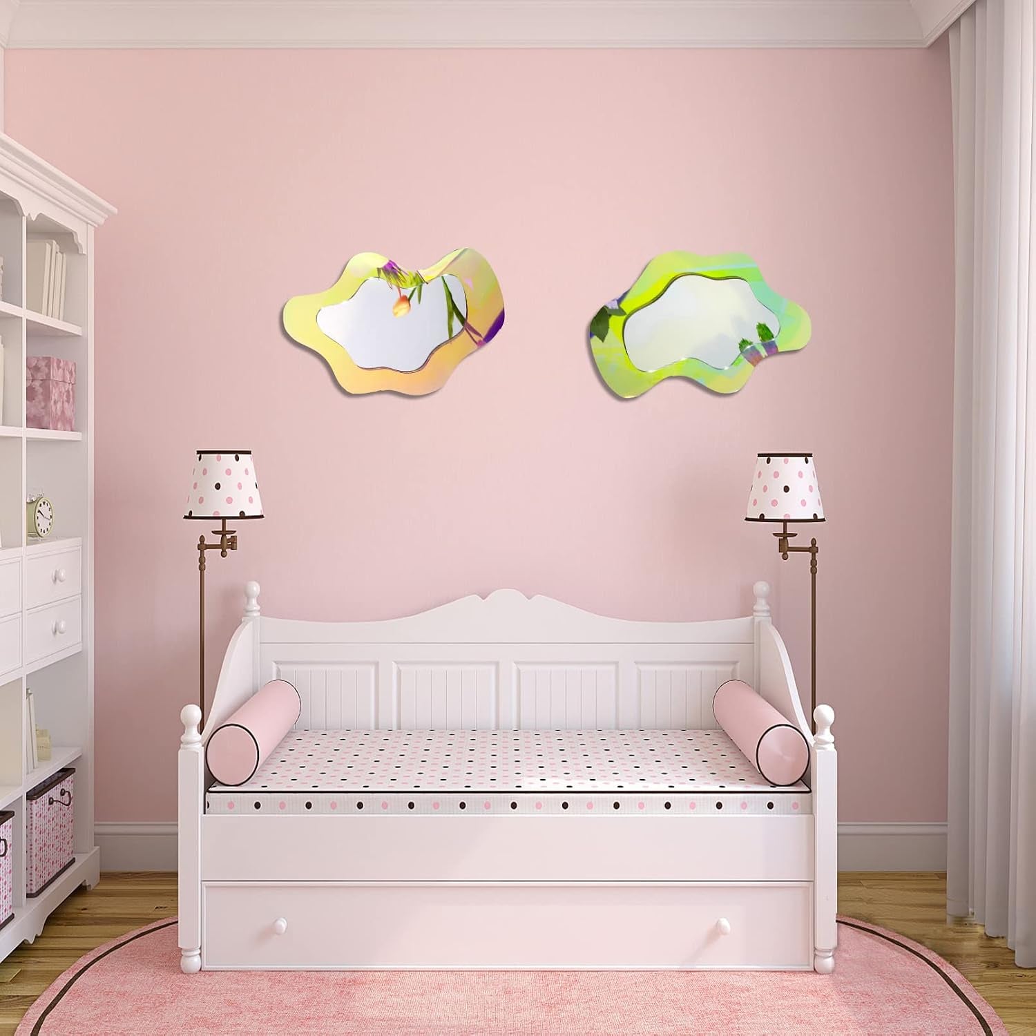 Cloud Mirror - Wavy Rainbow Acrylic Wall Mirror, 15.5 In