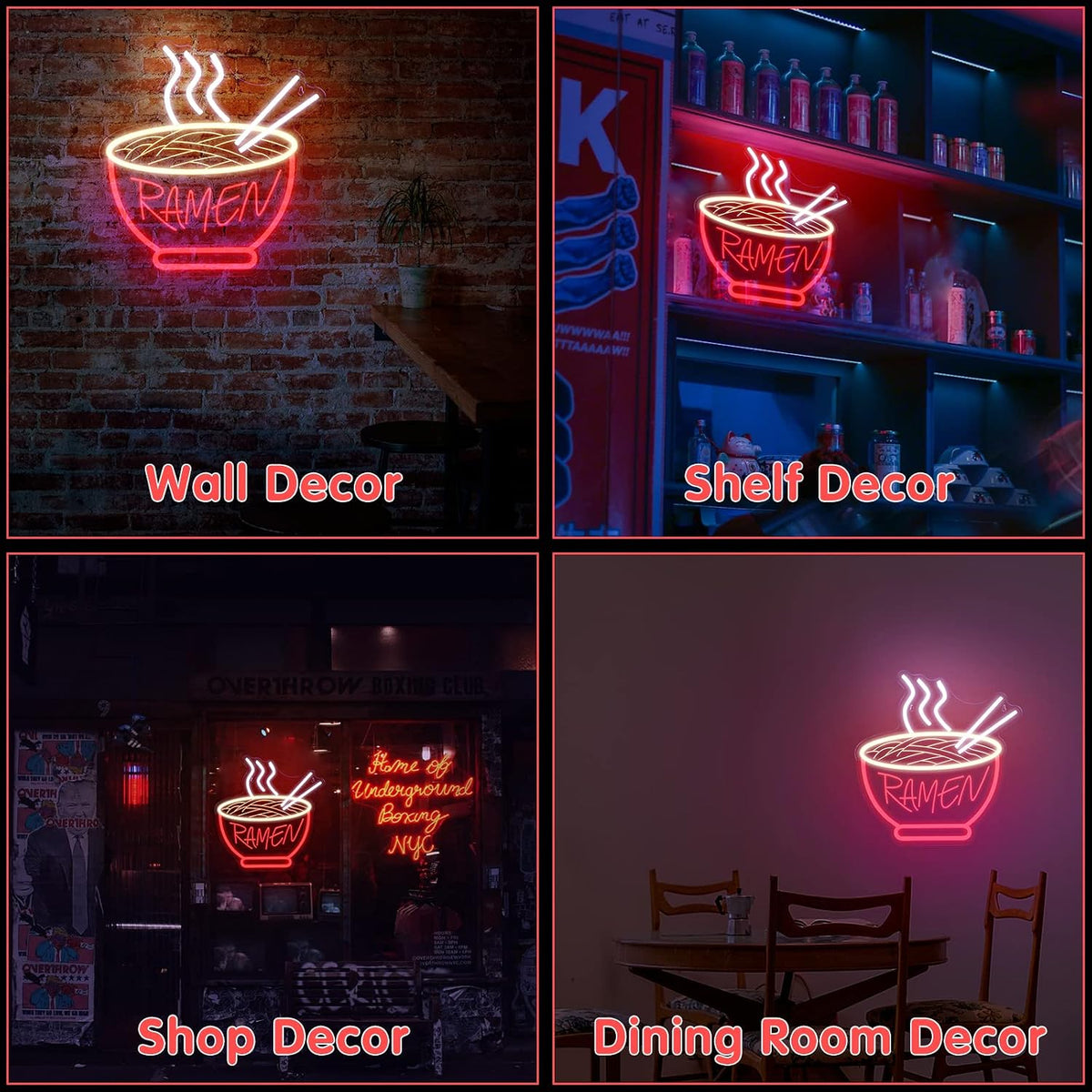 Ramen Bowl Neon Sign - 3D Dimmable LED Wall Light
