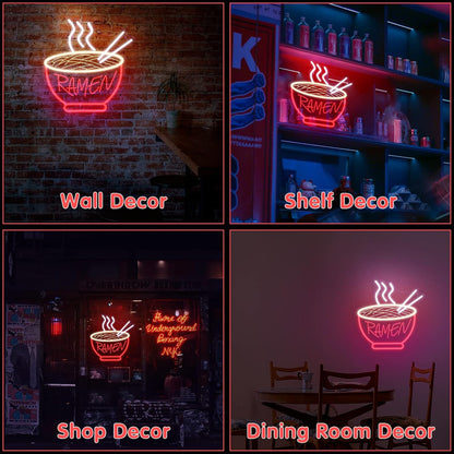 Ramen Bowl Neon Sign - 3D Dimmable LED Wall Light
