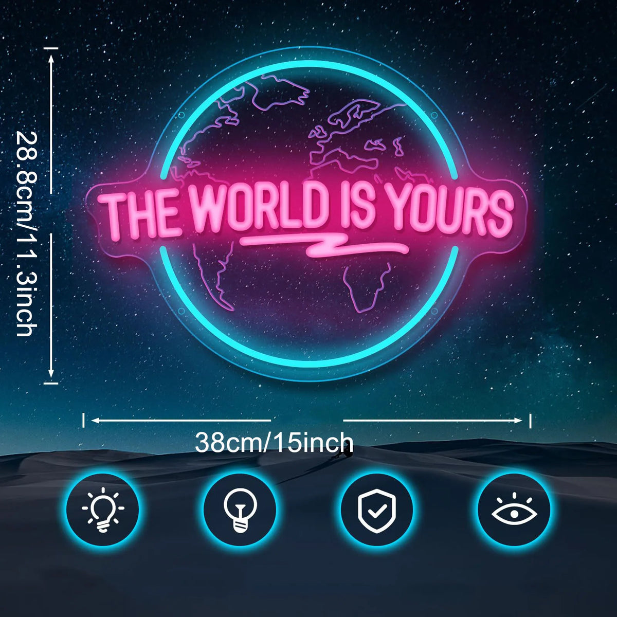 The World Is Yours Neon Sign - Carved Planet LED
