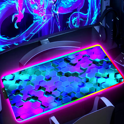 RGB Extended Hexagon Gaming Mouse Pad Desk Mat