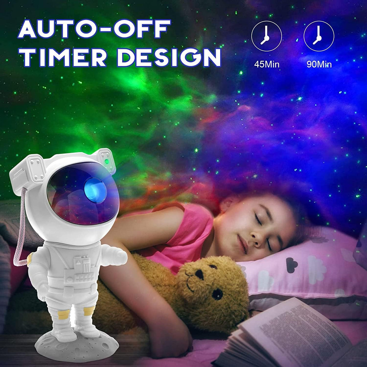 Little Astronaut Star Projector - 8 Nebula Modes, Remote & Timer