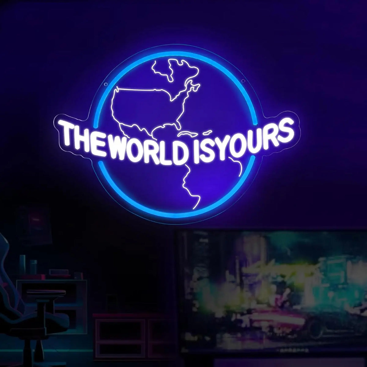The World Is Yours Neon Sign - Carved Planet LED