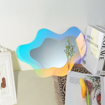 Cloud Mirror - Wavy Rainbow Acrylic Wall Mirror, 15.5 In
