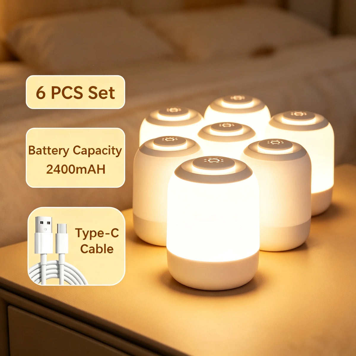 Kawaii Touch Bedside Night Lamp for Kids