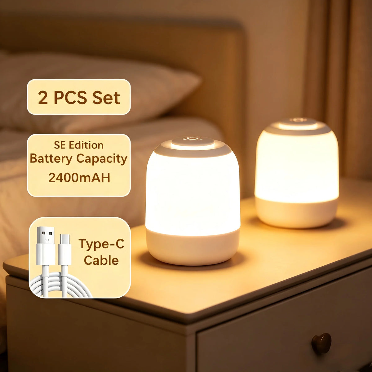 Kawaii Touch Bedside Night Lamp for Kids